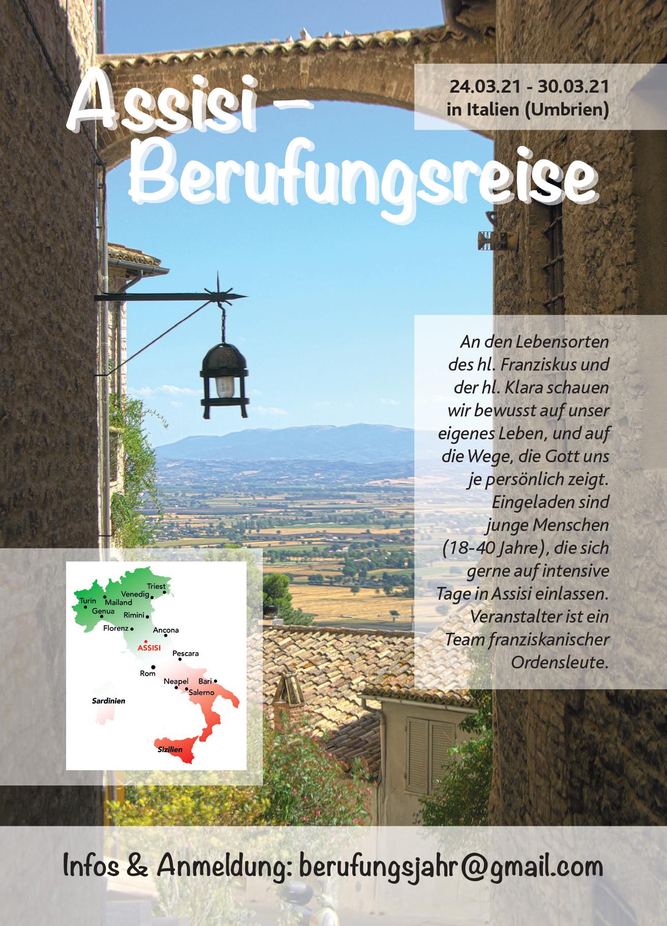 Assisi Berufungsreise Plakat